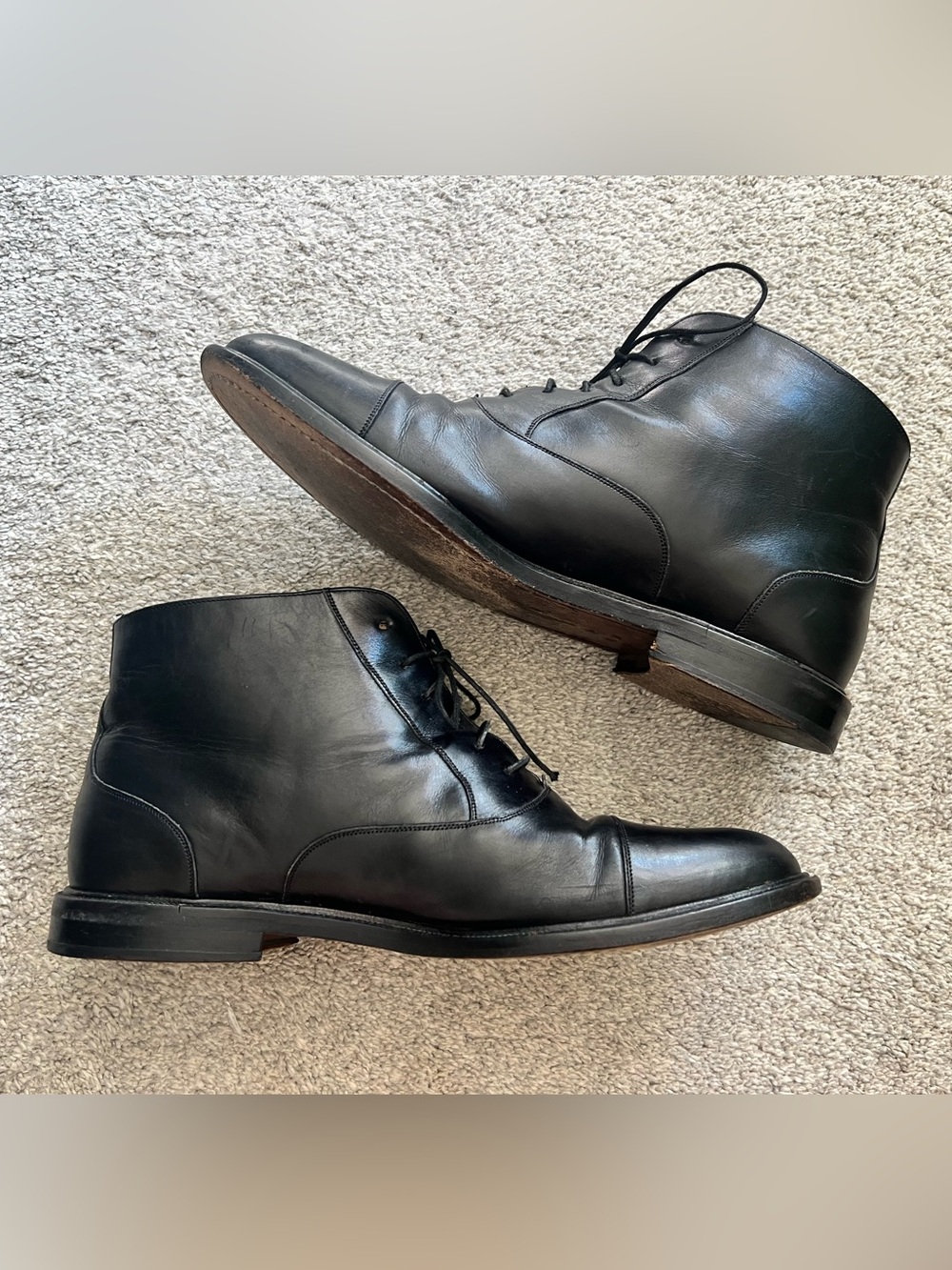 Mezlan Camden Lace Up Dress Boots 10 W Wide Cap Toe Leather Quiet Luxury Spain